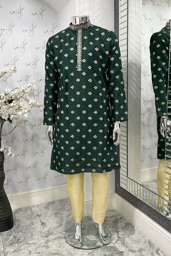 2 Piece men's kurta and pyjama - Green, 36