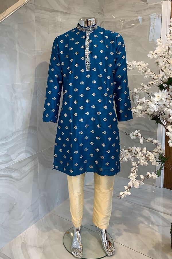 2 Piece men's kurta and pyjama - Teal, 36