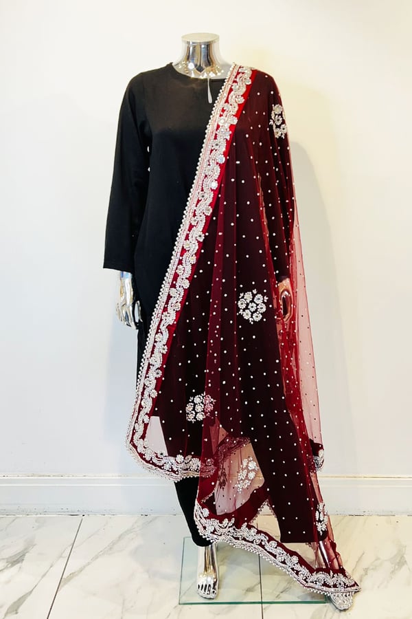 Shiffonz net embroidered dupatta - MRNSLV, FREE SIZE