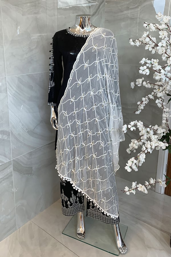 Thread work embroidered casual dupatta
