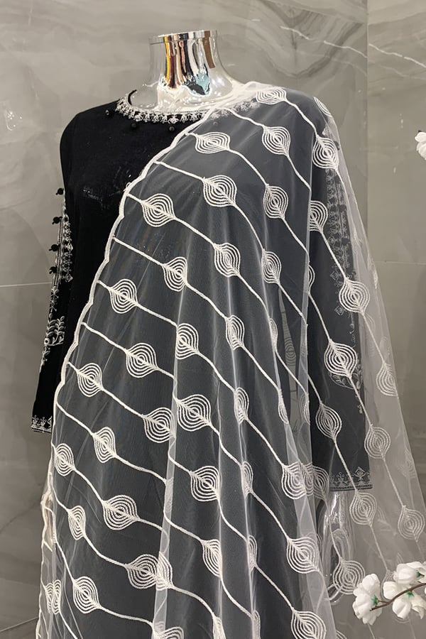 Embroidered chiffon dupatta - Image 2