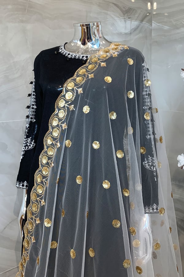 Net sequence embroidered dupatta - Image 2