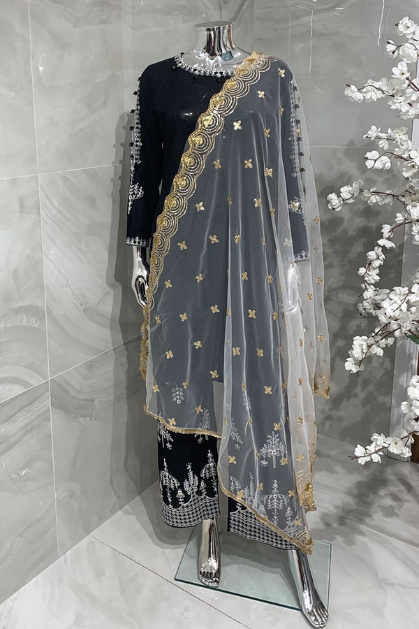 Net sequence embroidered dupatta