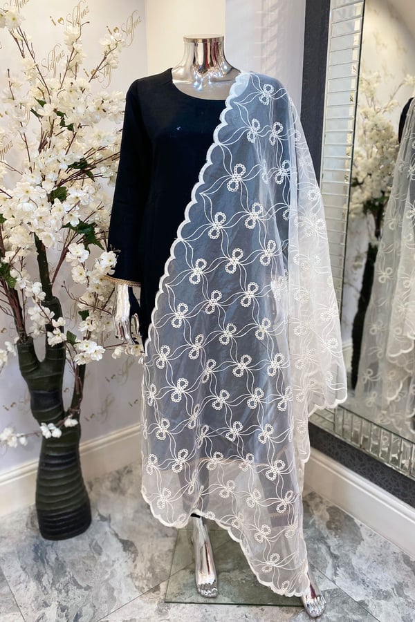 Thread work embellished dupatta