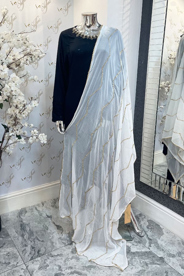 Gold sequence shiffonz dupatta