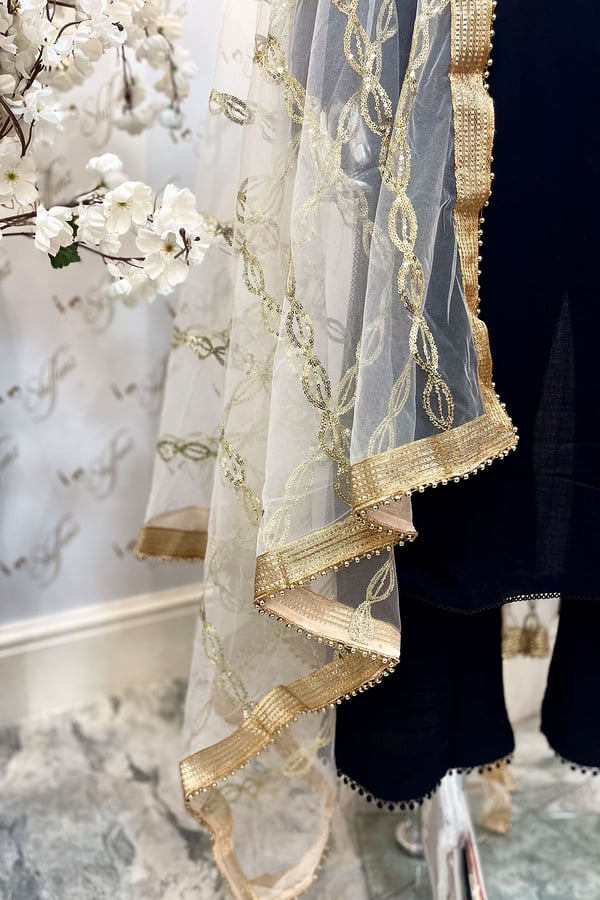 Shiffonz silver sequenced net dupatta - Image 2