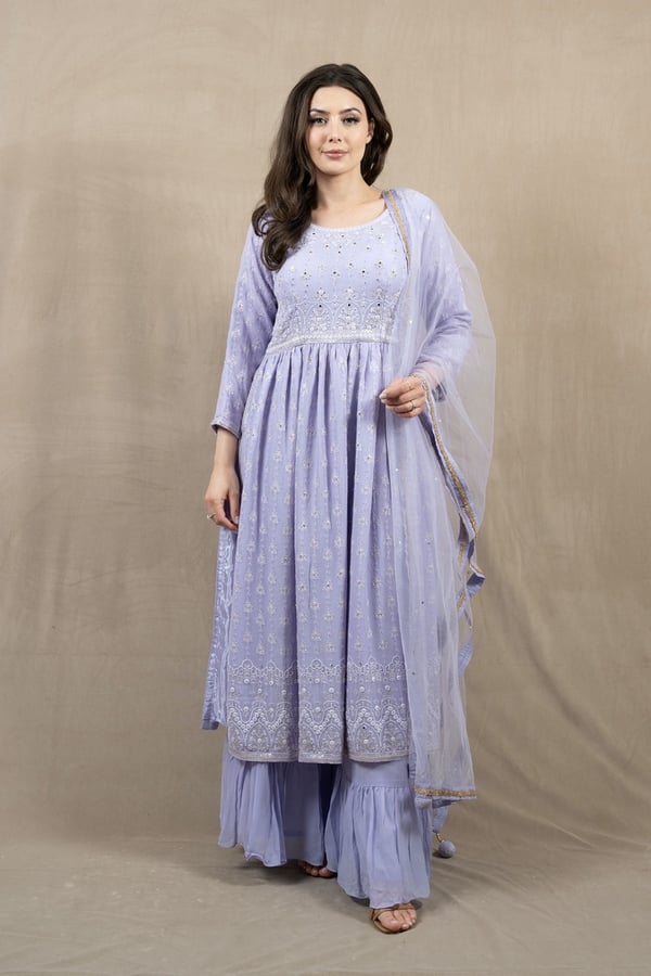 3 Piece thread work embroidered peplum dress - Image 3