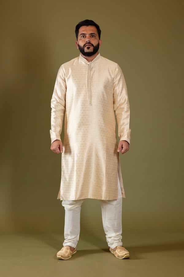 Banarsi men's kurta pyjama - Gold, 36