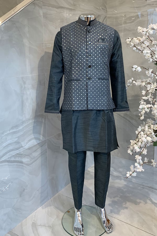 3 Piece men's waistcoat kurta pyjama