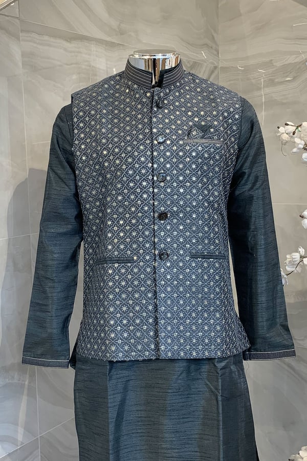 3 Piece men's waistcoat kurta pyjama - Image 4