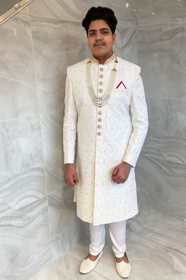 Men's 2 piece brocade embroidered sherwani