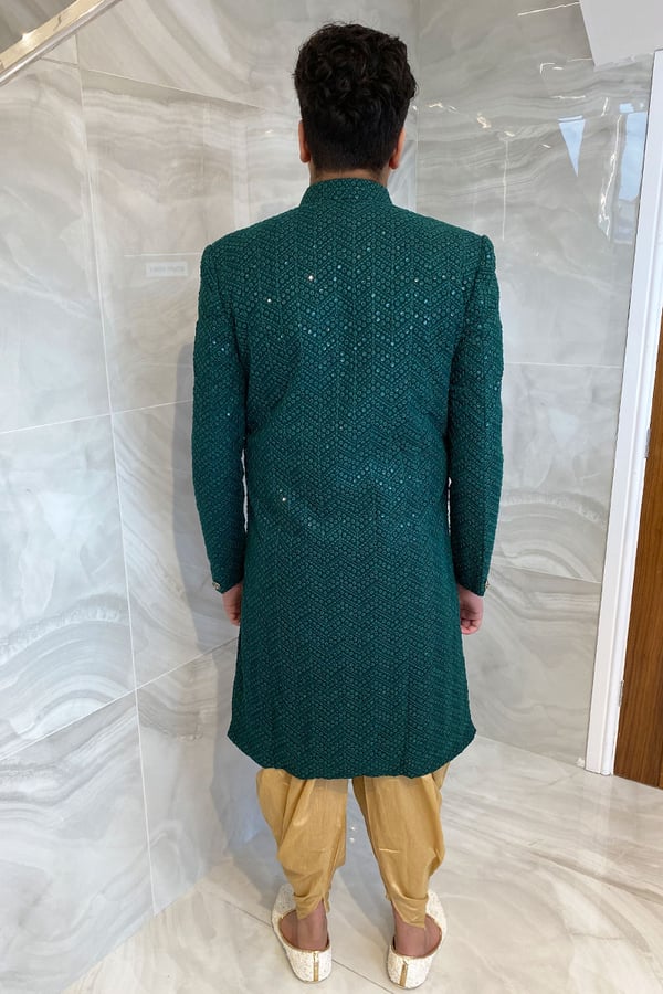 Men's 2 piece sequence embroidered georgette suit - Image 3