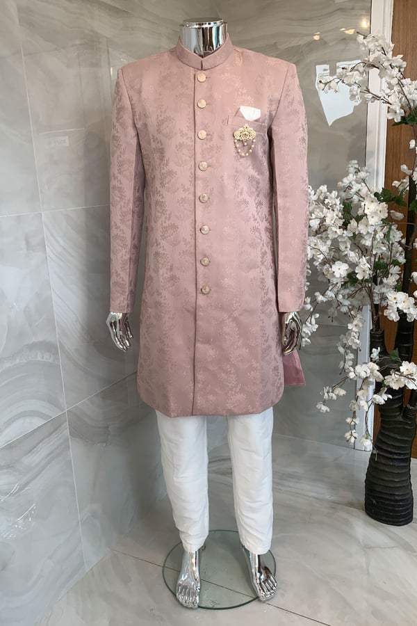 Luxury brocade men's wear sherwani - D PINK, 36