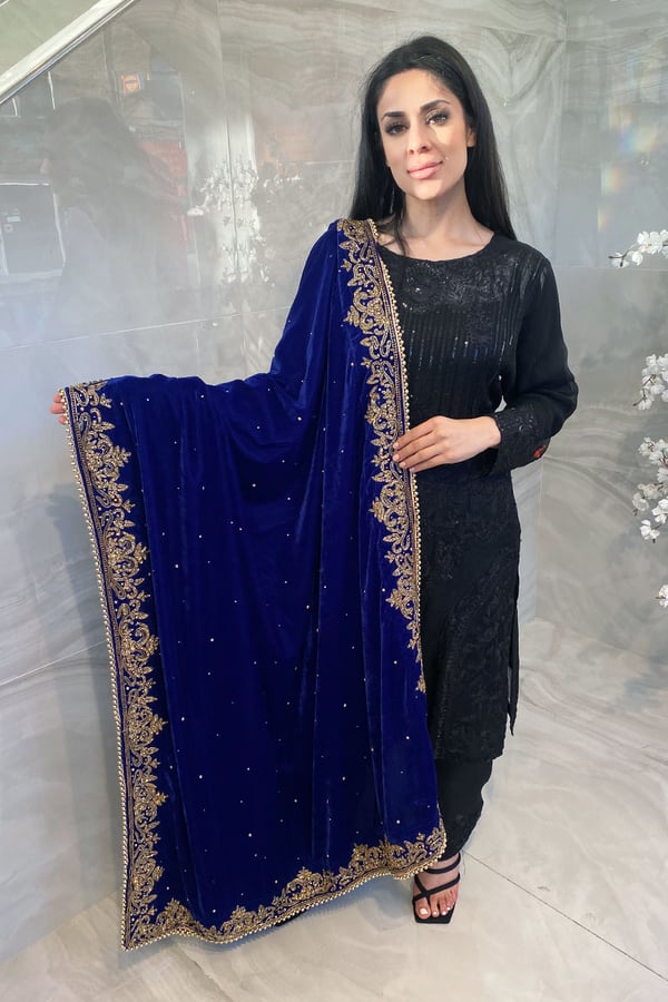 Luxury embroidered heavy velvet shawl