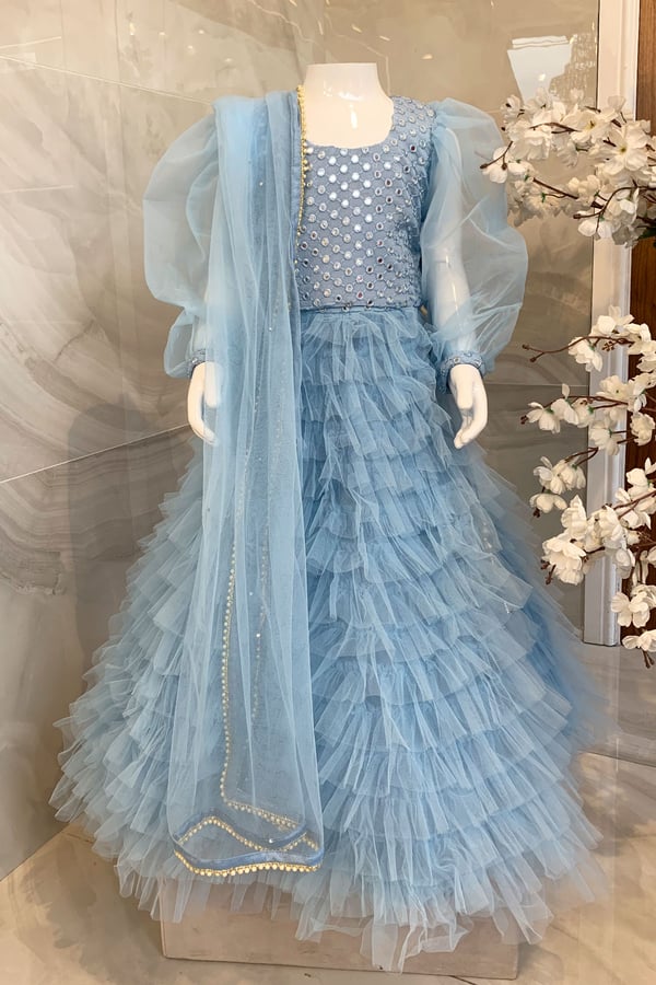 3 Piece kids ruffled lengha choli