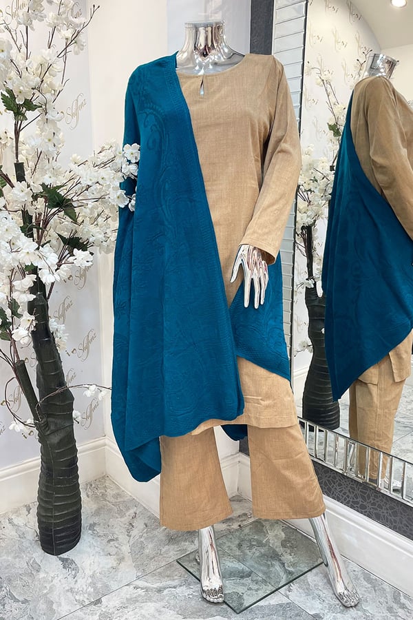 Casual wool shawl - Green, FREE SIZE