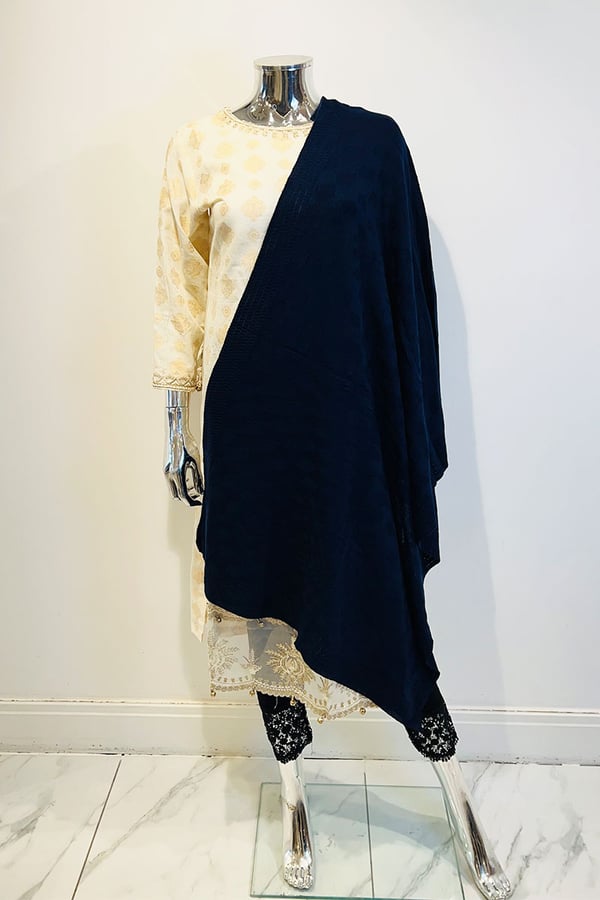 Casual wool shawl - NVYBLU, FREE SIZE