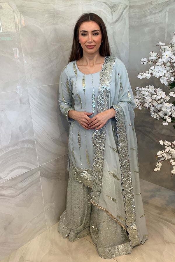 3 Piece georgette embroidered suit