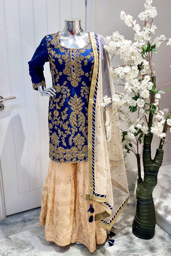 3 Piece luxury stone work embroidered sharara suit - Image 2
