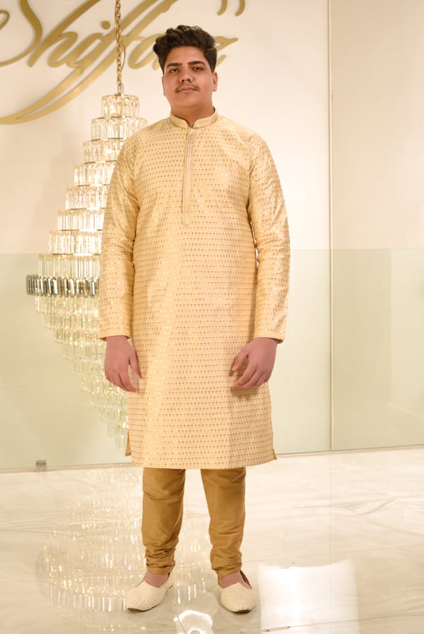 2 Piece sequence embroidered men's wear