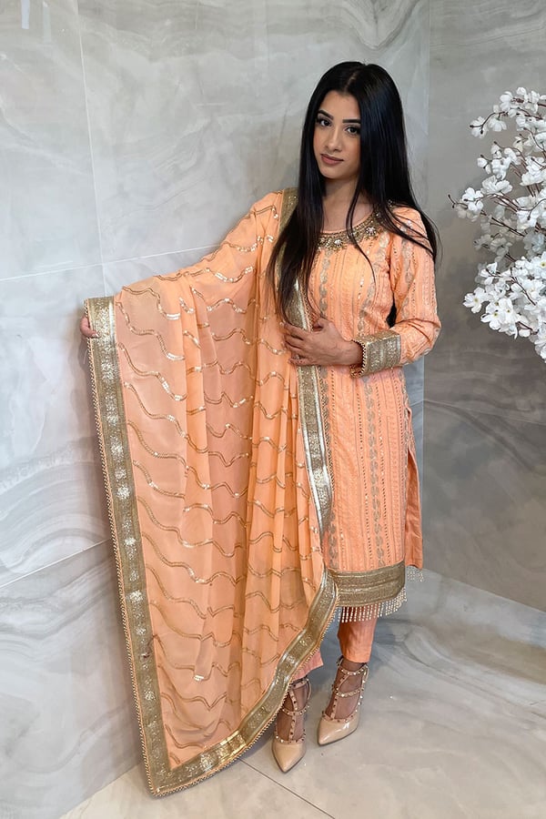 3 Piece chikan embroidered suit