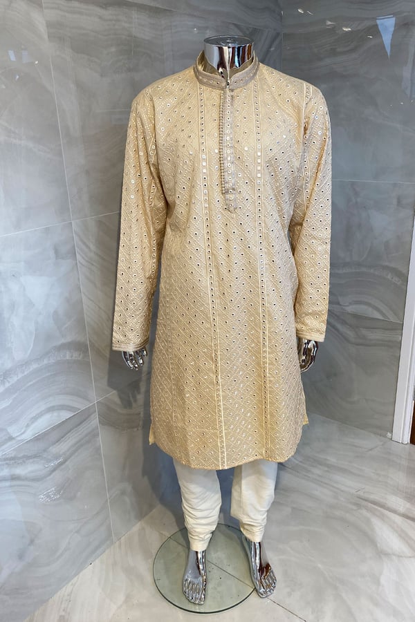 2 Piece men's mirror embroidered suit