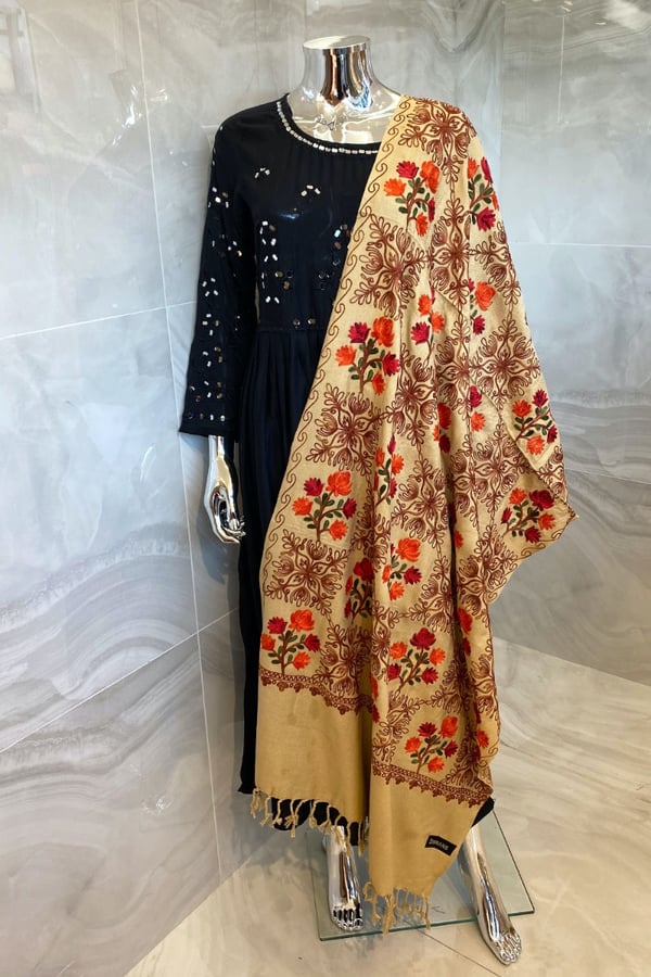 Pashmina embroidered shawl - BEGORG, FREE SIZE