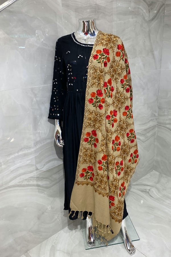 Pashmina embroidered shawl - KHKORG, FREE SIZE