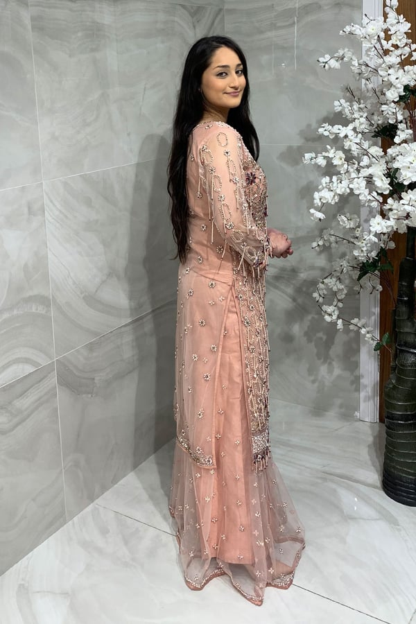 3 Piece net embroidered sharara suit - Image 2