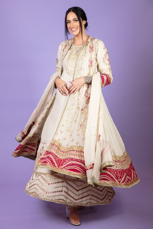 3 piece luxury embroidered chiffon jacket style