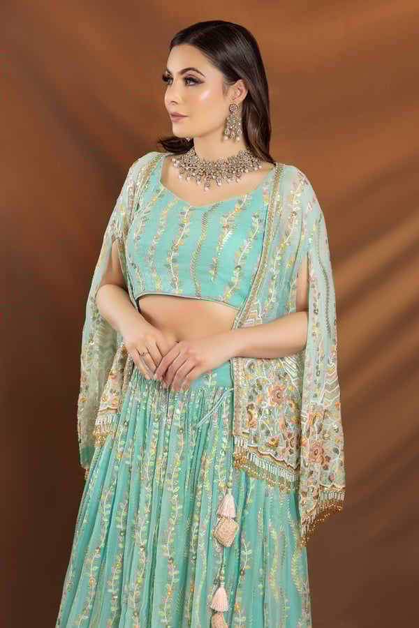 Shiffonz 3 piece embroidered lengha choli with jacket - Image 4