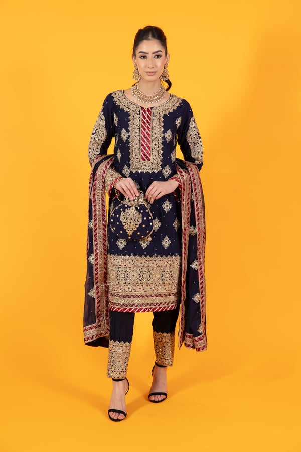3 Piece luxury embroidered trouser suit