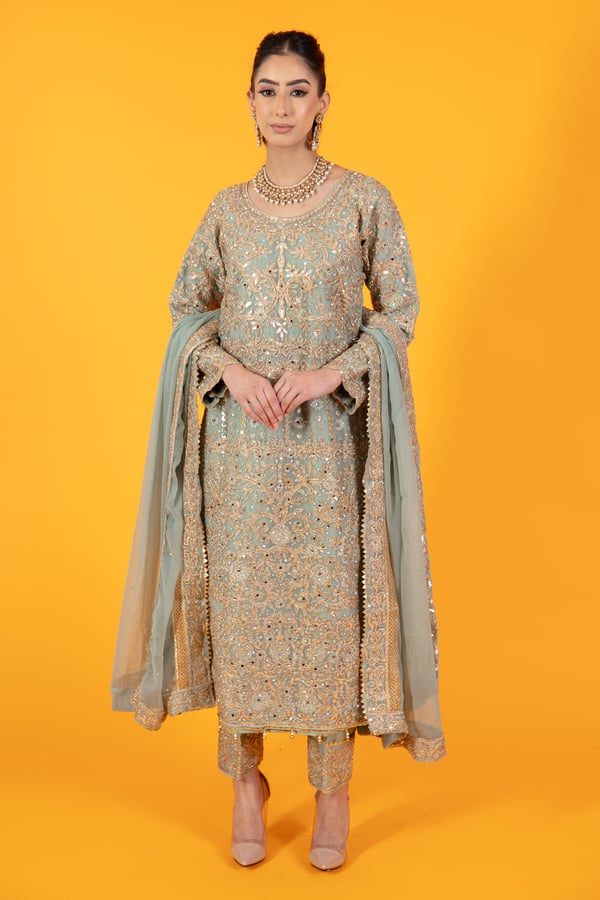 3 Piece luxury dori work embroidered suit