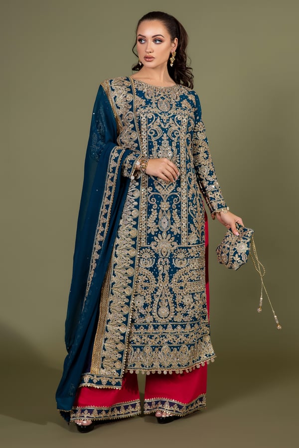 Shiffonz 3 piece mehndi embroidered suit