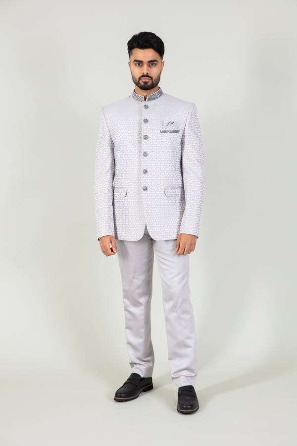 Men's sherwani with trouser - Silver, 36