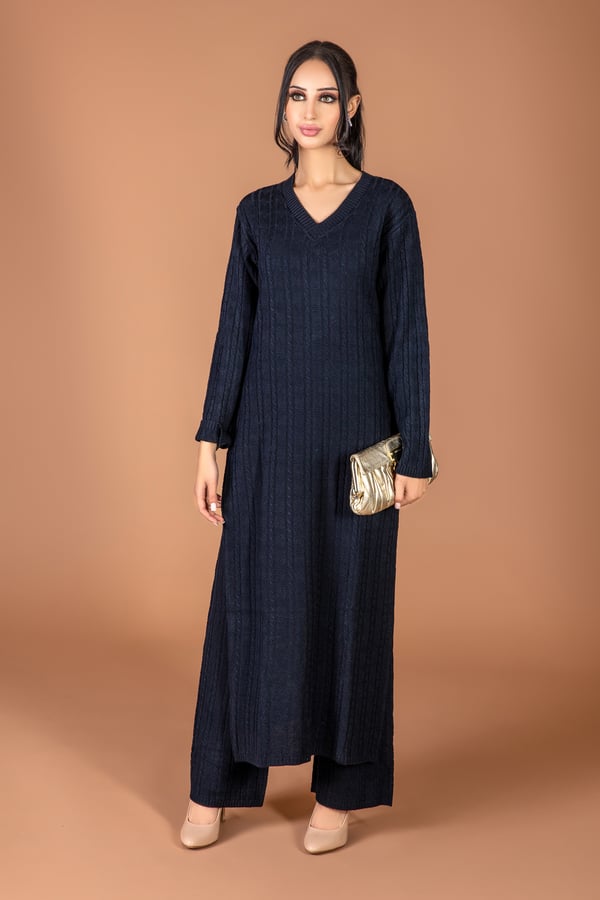 2 Piece knitwear wool co-ord v-neckline set