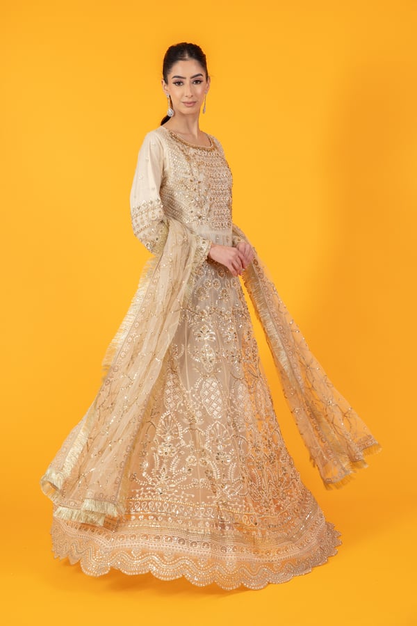 3 piece luxury embroidered long dress