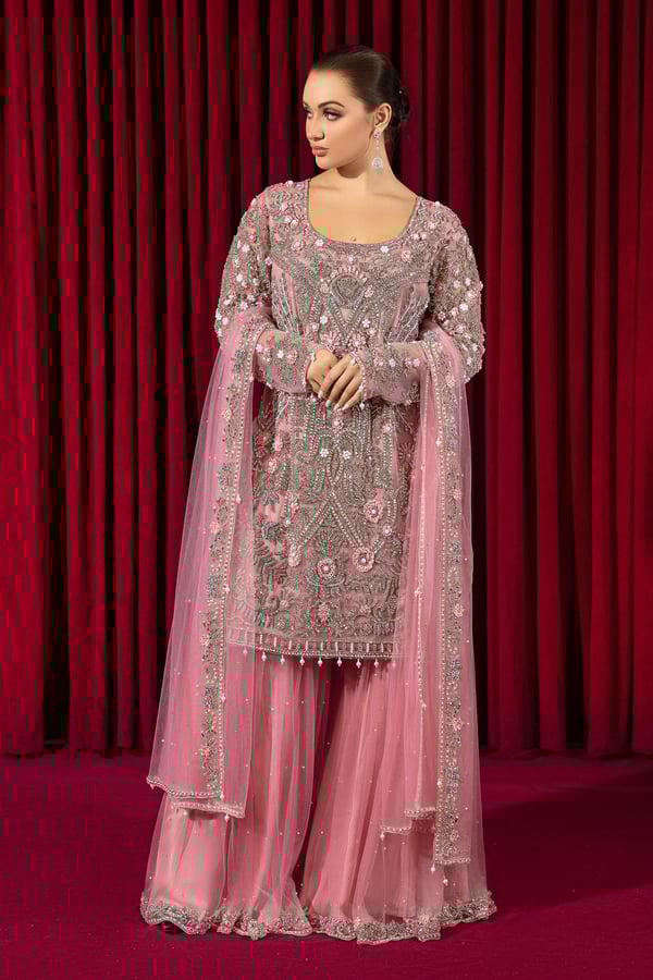 Shiffonz 3 piece heavy embellished gharara suit - Mint, 36