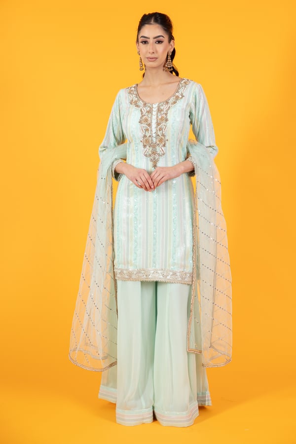 3 Piece embroidered sharara suit