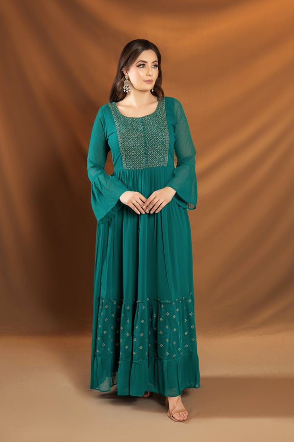 Chiffon luxury embroidered long kurti