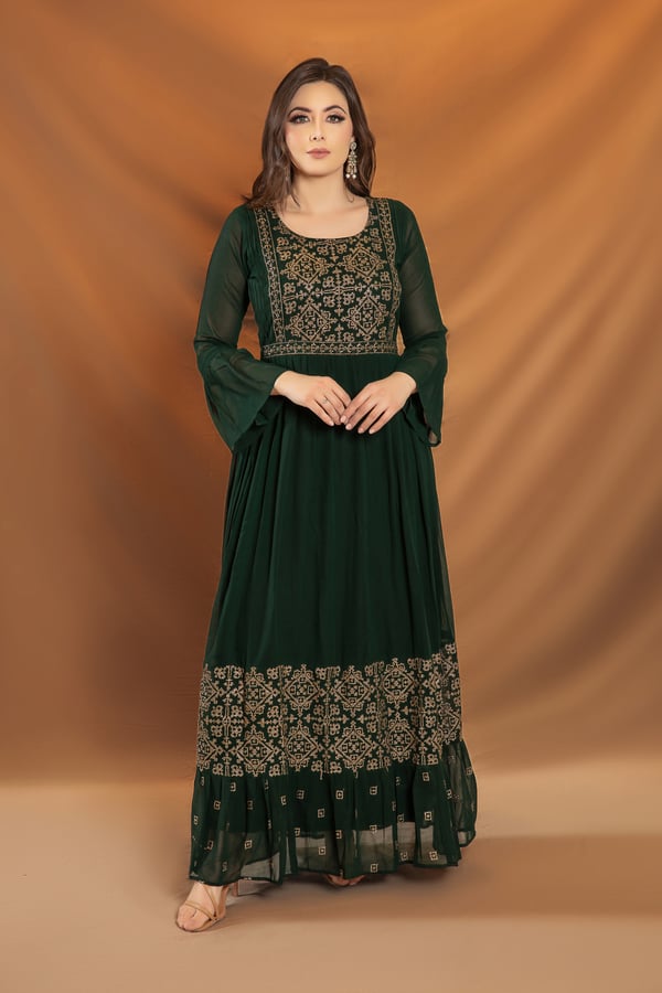 Chiffon luxury embroidered long kurti