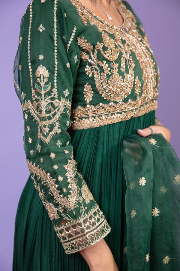 3 Piece chiffon luxury embroidered long maxi dress - Image 5