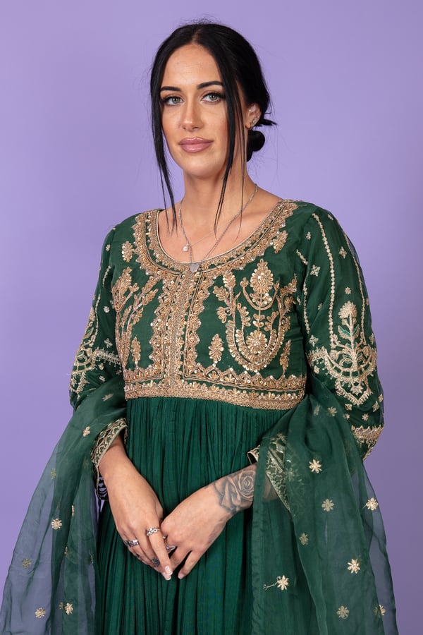 3 Piece chiffon luxury embroidered long maxi dress - Image 3