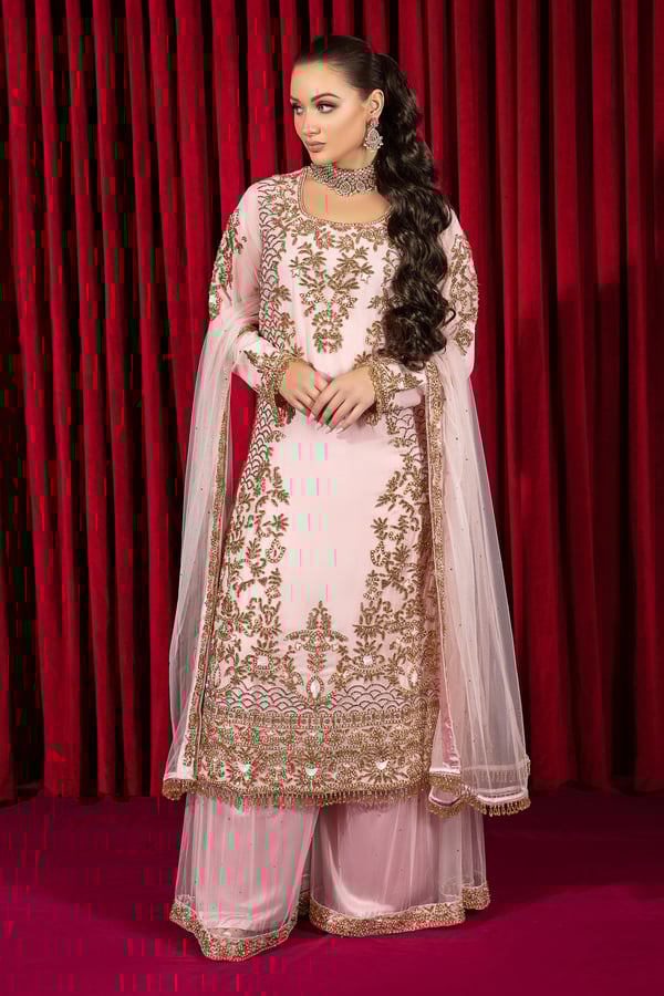 3 Piece party wear embroidered sharara suit