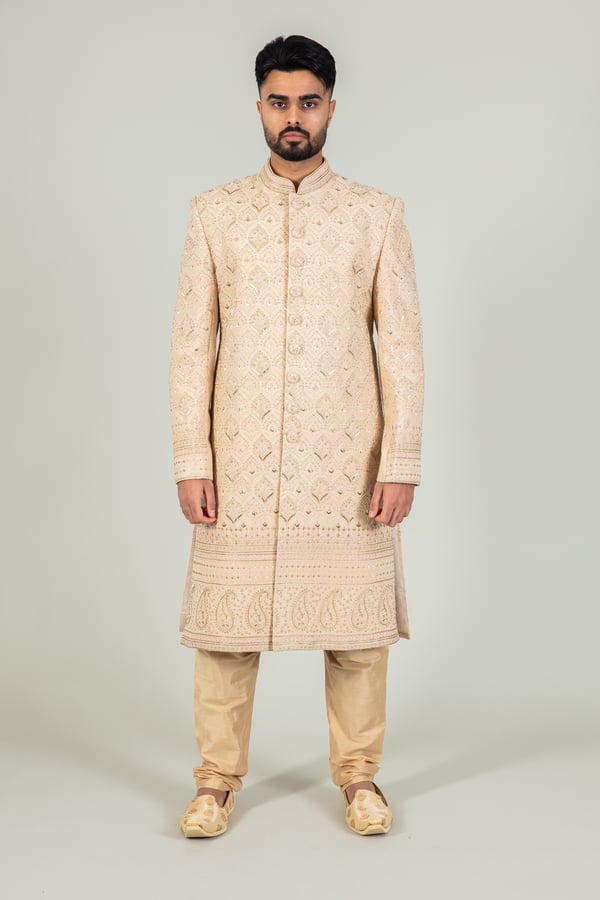 Men's sherwani with churidaar trousers