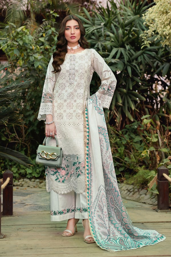 Eid festive chikankari 3 piece mother and daughter collection