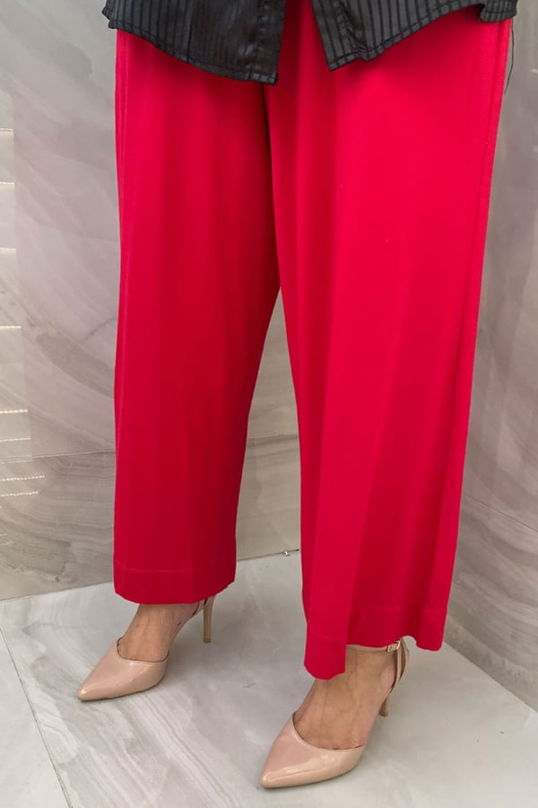 Casual straight trousers - Pink, Large