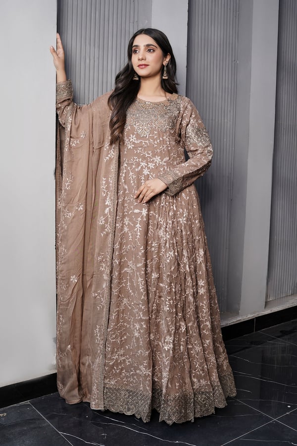 Alylin luxury collection 3 piece long embroidered dress