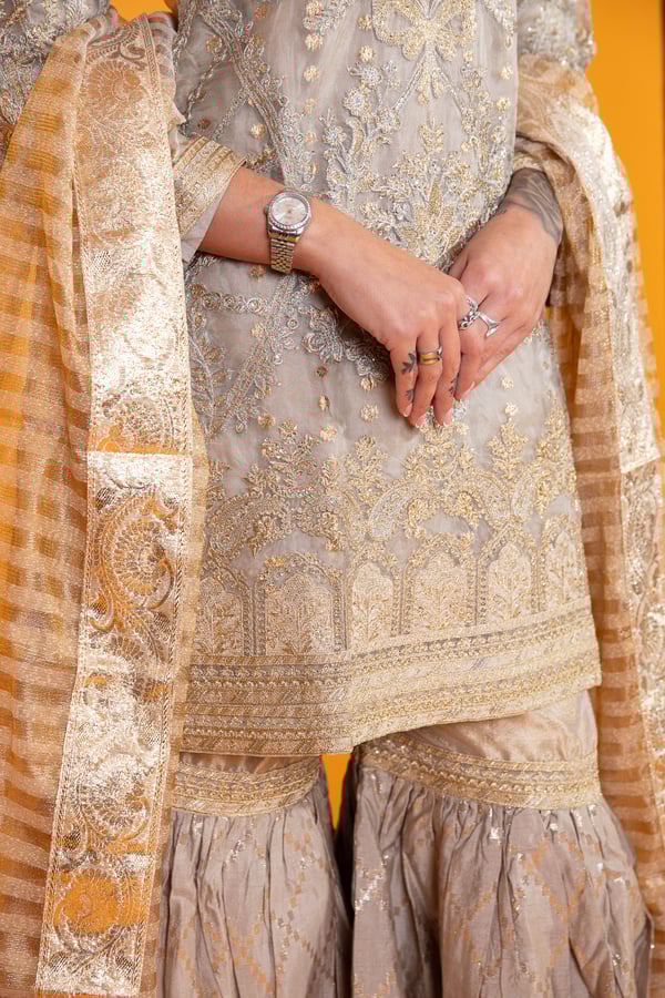 Maria b 3 piece embroidered gharara suit - Image 7