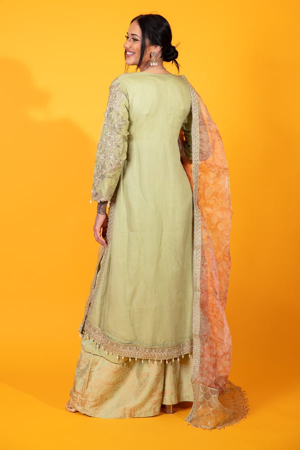 Crimson inspired 3 piece embroidered plazo suit - Image 2
